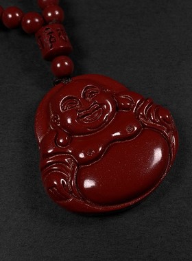 2026弥勒佛朱砂本命年礼物吊坠108颗朱砂紫金帝王红砂珠链项链低