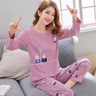 女款 纯棉可爱薄款 秋季 卡通家居服套装 2024年新款 睡衣女春秋款 长袖