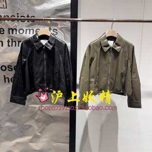 毅播商场同款 翻领复古PU皮短外套BDS3WD3074非正确答案 2025秋新款