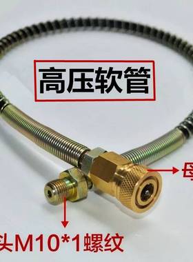 高压打气筒机泵30mpa40配件8mm快接母头高压软管打气管公头放气阀
