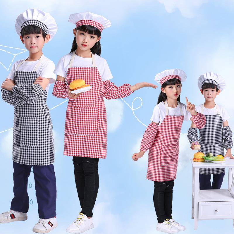 儿童亲子厨师服演出服儿童围裙幼儿小厨师服装COS厨师角色扮演衣