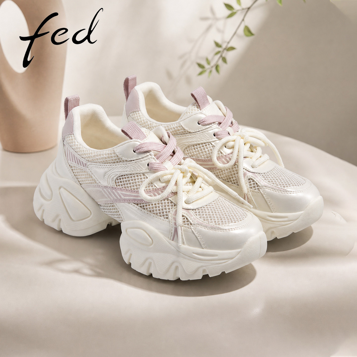 fed网面厚底老爹鞋女夏季新款透气女鞋增高休闲鞋女款运动休闲鞋