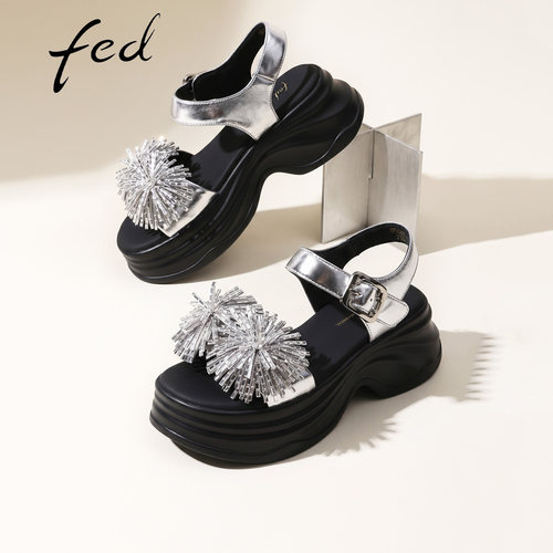 fed一字带凉鞋女厚底夏季新款