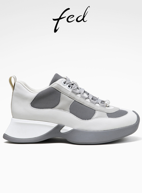 fed时尚休闲鞋冬季新款女鞋灰色老爹鞋厚底运动鞋女款D0926-YA170
