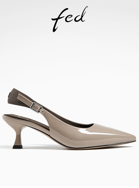 fed气质包头凉鞋夏季新款女鞋高跟后空单鞋通勤鞋女D0401-ZCA373