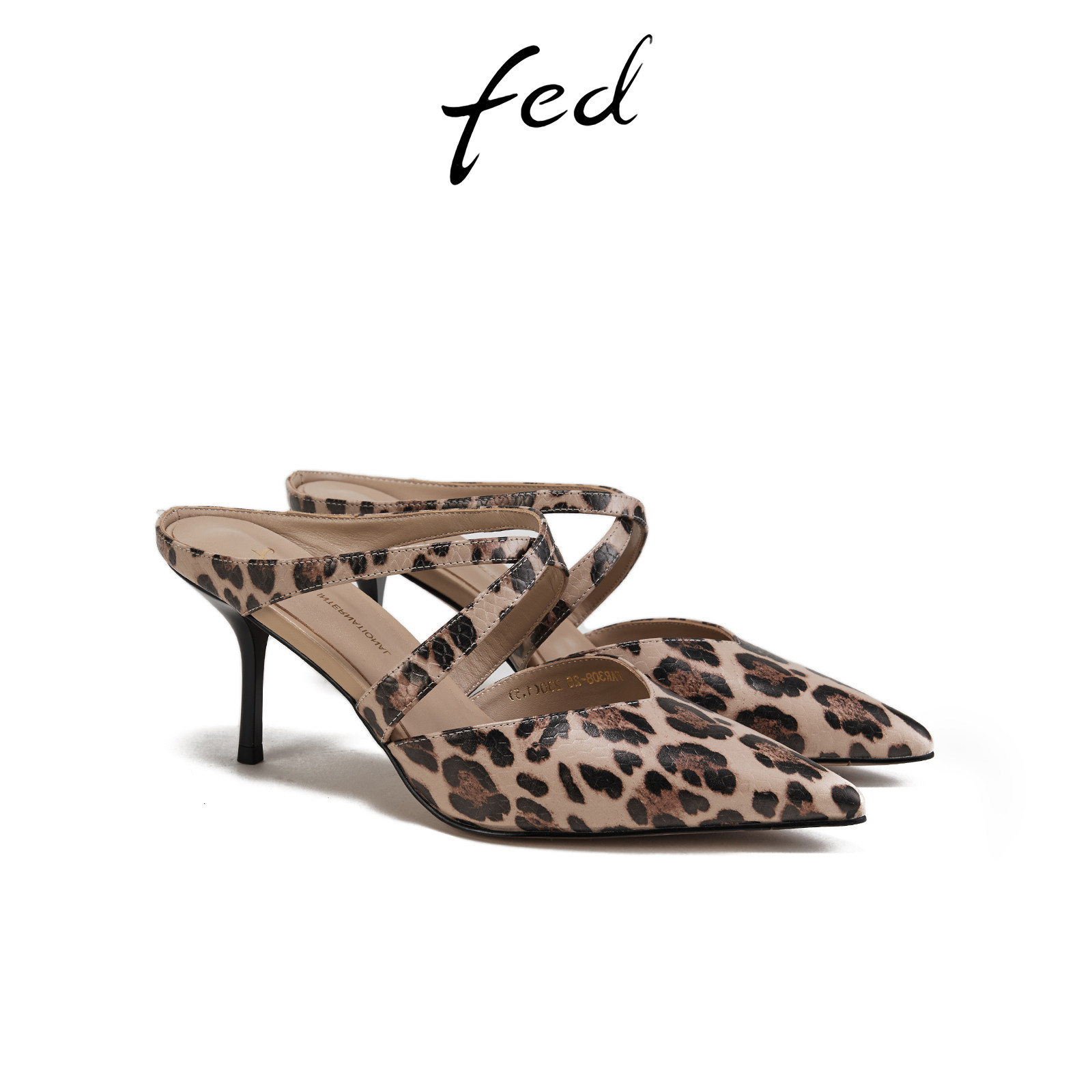 fed豹纹包头半拖春季新款女鞋交叉带穆勒鞋凉拖鞋女S0222-Z