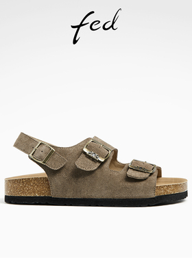 fed金属扣饰沙滩鞋夏季新款女鞋平底防滑罗马凉鞋女款D0507-ZC565