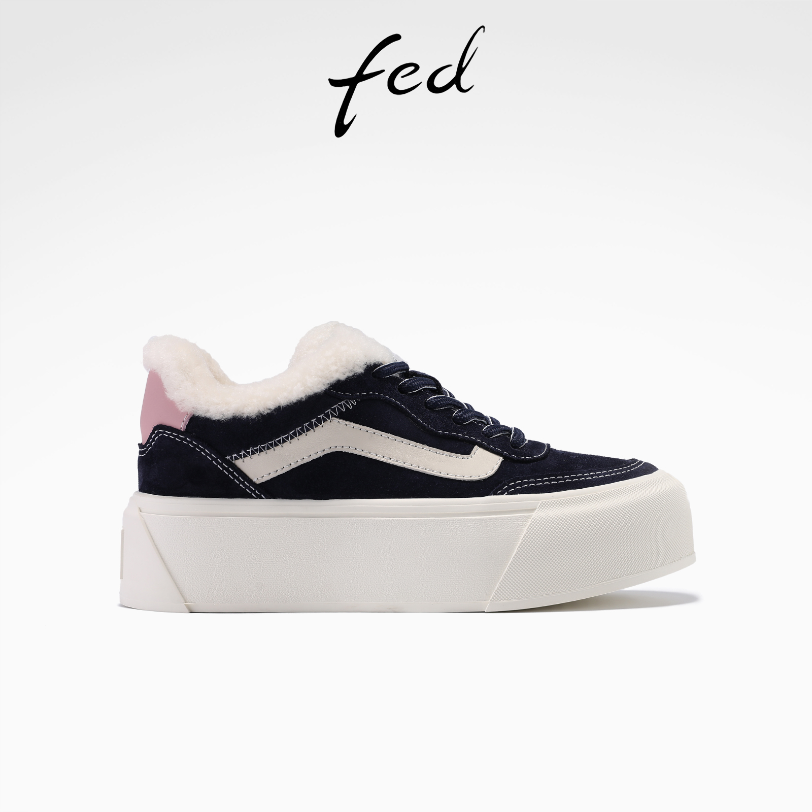 fed加绒板鞋冬季新款女鞋厚底增高鞋时尚休闲鞋女款S1013-YAB152