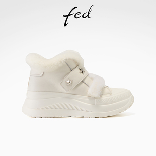 女鞋 加绒小白鞋 S1118 冬季 YAB028 女款 新款 毛毛鞋 fed厚底棉鞋 时尚