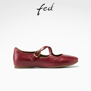 女鞋 平底单鞋 圆头芭蕾鞋 fed红色玛丽珍鞋 S1205 新款 女款 YA285 春季