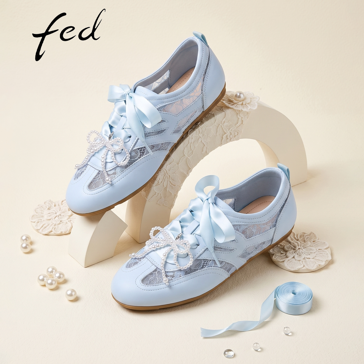 fed透气蝴蝶结软底德训阿甘鞋