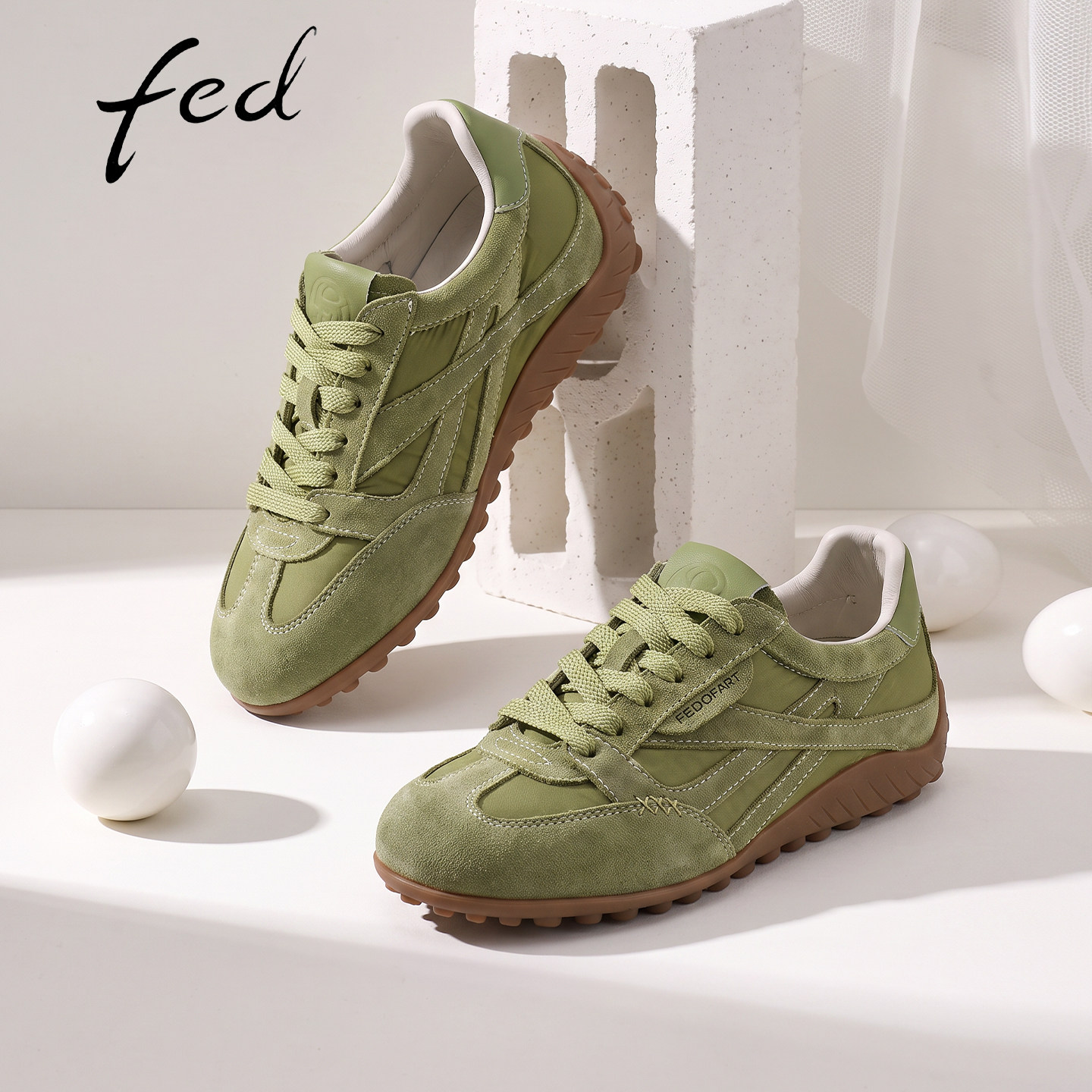 fed真皮内增高软底德训鞋女款