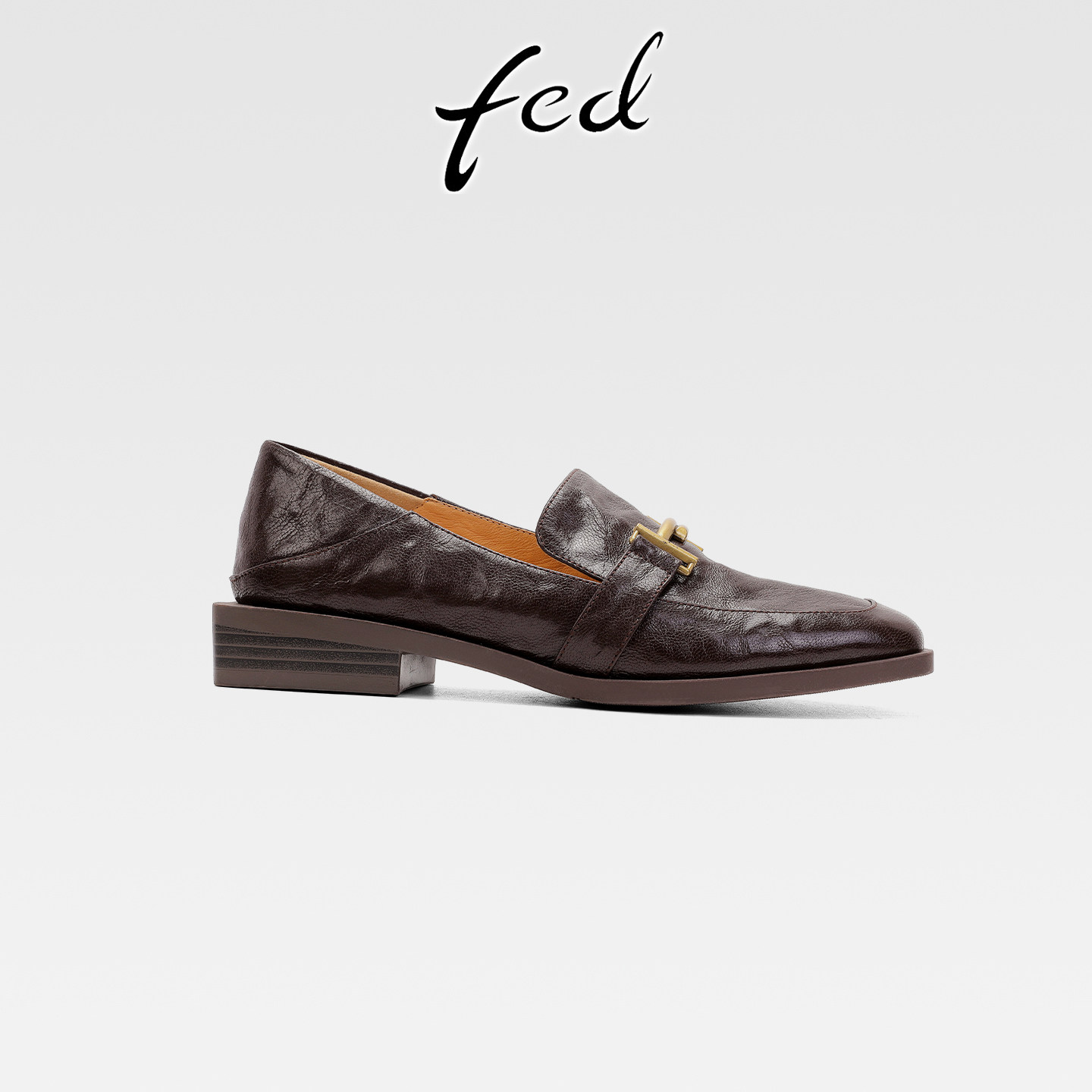 fed英伦风羊皮粗跟乐福鞋女复古金属扣小皮鞋一脚蹬方头深口单鞋,女鞋,乐福鞋（豆豆鞋）,淘宝优惠券,粉丝福利购,淘宝优惠卷