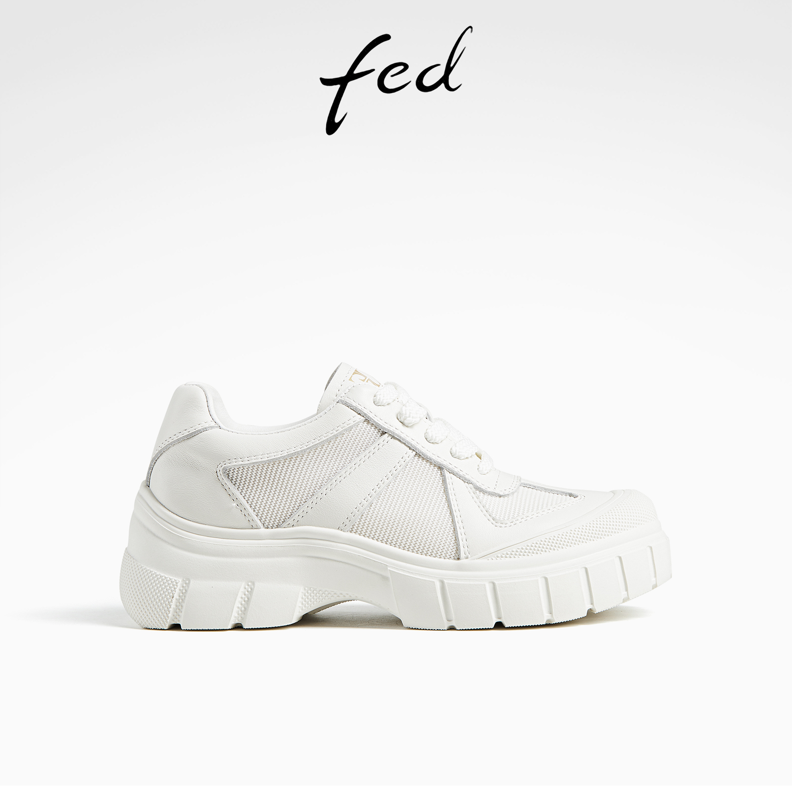 fed白色德训鞋秋季新款女鞋运动休闲鞋透气厚底鞋女D0726-YAB152
