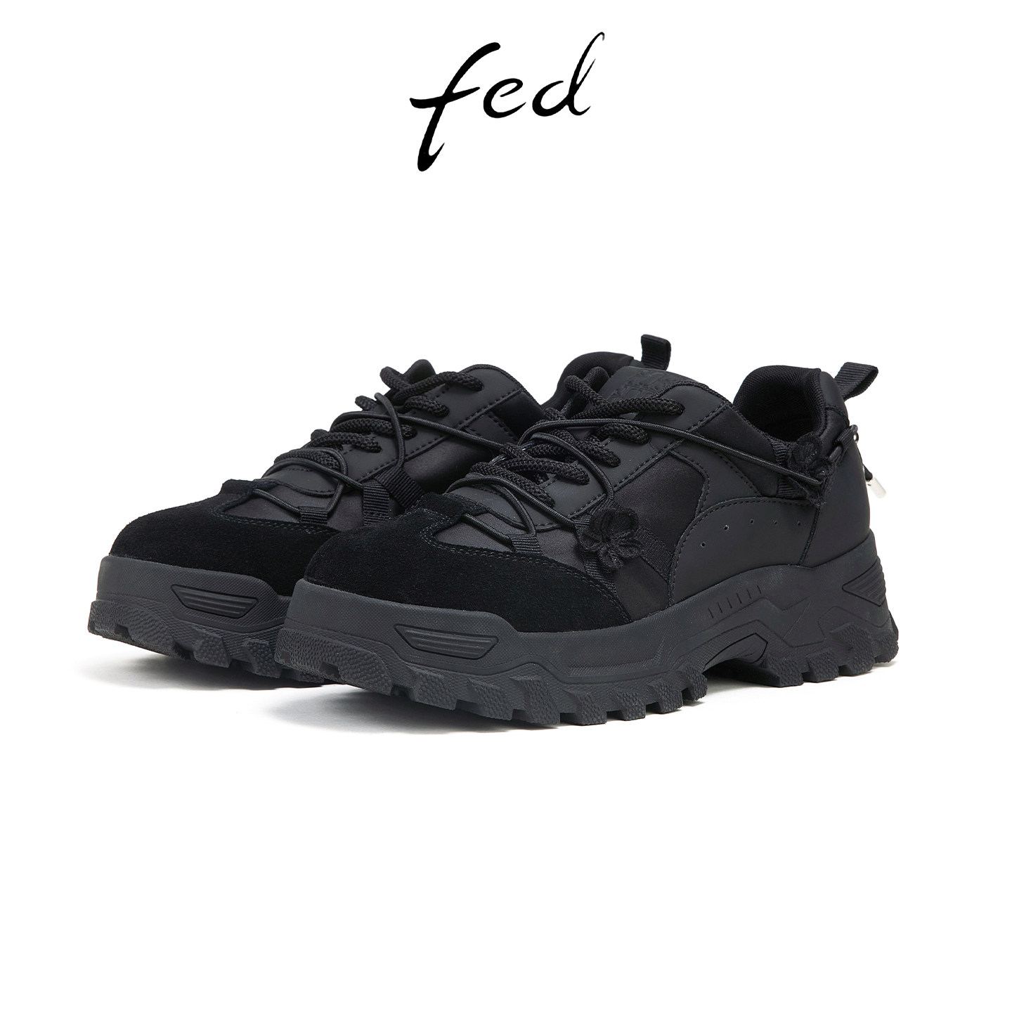 fed真皮厚底增高绒面老爹鞋