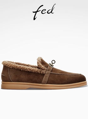fed加绒乐福鞋冬季新款女鞋复古单鞋保暖通勤鞋女款S1209-DD0276