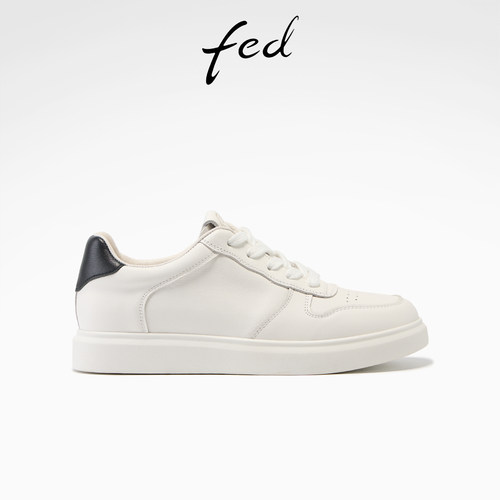 fed厚底小白鞋女春季新款女鞋简约板鞋真皮休闲鞋女款S1226-ZC252