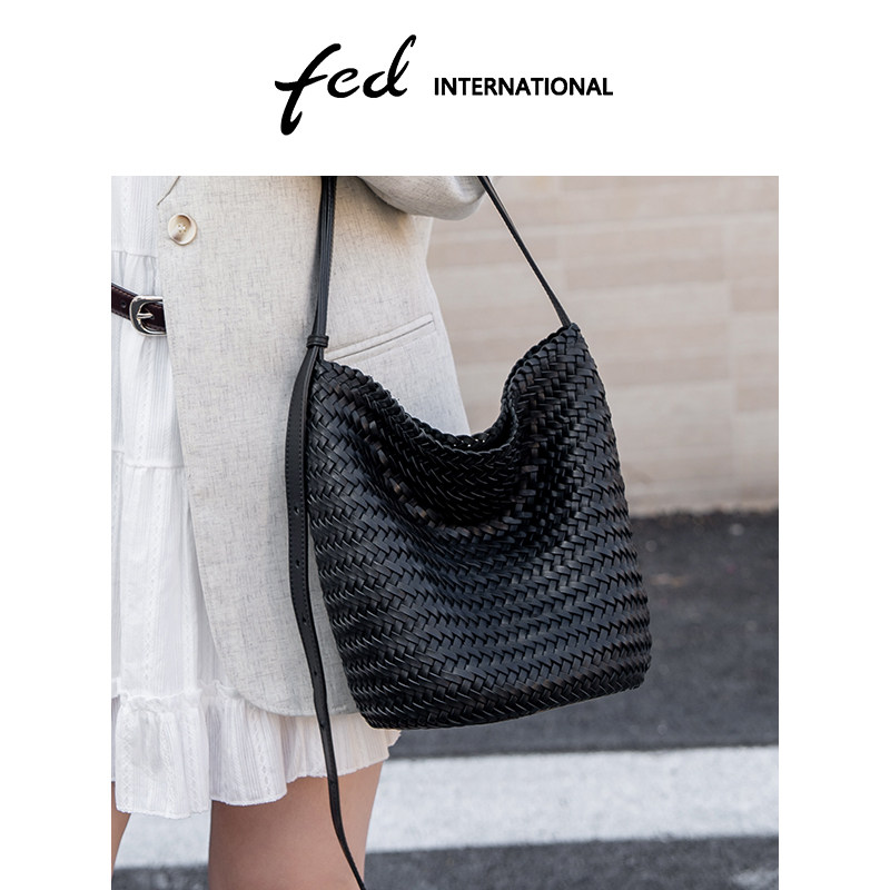 fed树膏牛皮手工编织包腋下包托特包单肩包水桶包子母包BFA9534,箱包皮具/热销女包/男包,水桶包,淘宝优惠券,粉丝福利购,淘宝优惠卷