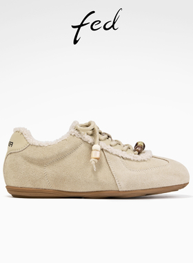 fed串珠阿甘鞋冬季新款女鞋加绒德训鞋厚底休闲鞋女S0905-ZCA525