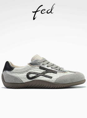 fed真皮德训鞋春季新款女鞋软底休闲鞋拼色运动板鞋女S1107-ZC323