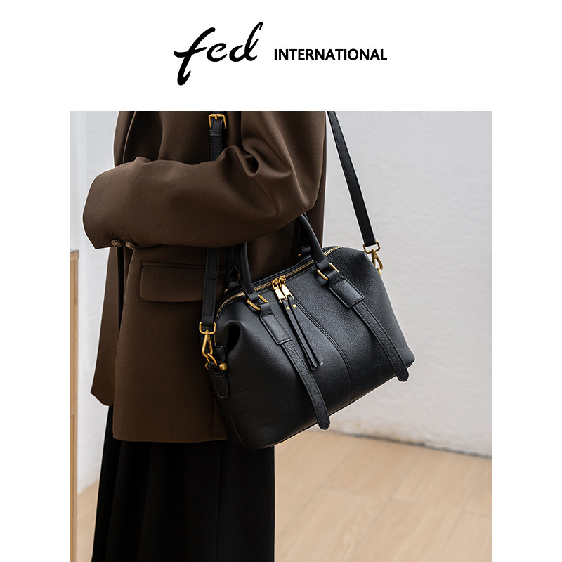 fed大容量波士顿包头层牛皮真皮女包单肩手提斜挎包包女BFA9503,箱包皮具/热销女包/男包,波士顿包,淘宝优惠券,粉丝福利购,淘宝优惠卷