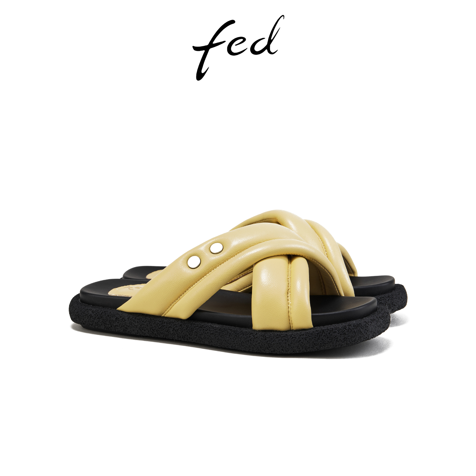 fed真皮拖鞋夏季新款女鞋交叉带一字拖沙滩凉拖女款S0327-YAB693