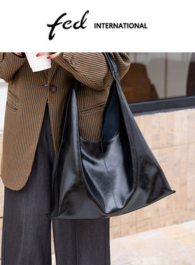 fed软皮慵懒风HOBO包女包单肩包腋下包托特包大容量包包BFA9050A