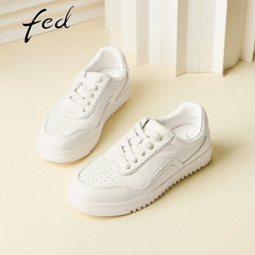 fed女款厚底透气不累脚小白鞋