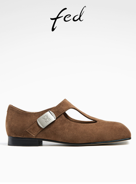fed复古单鞋春季新款女鞋真皮晚晚鞋方头玛丽珍鞋女款D0110-YA610