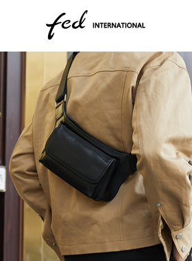 fde头层牛皮真皮男包时尚潮男单肩包胸包手机包斜挎包BFA2013D