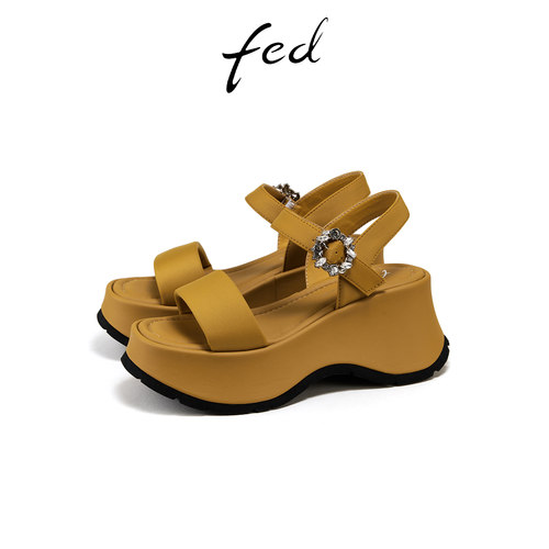 fed一字带厚底凉鞋女夏季新款