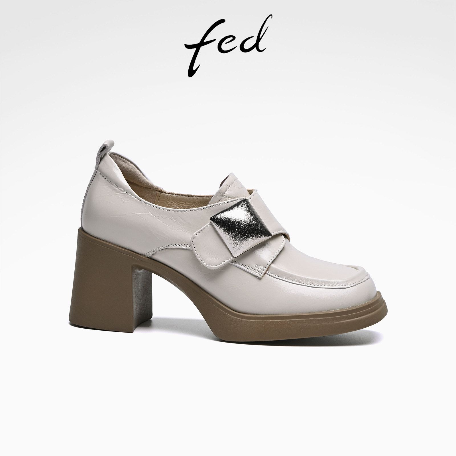 fed真皮乐福鞋舒适高跟