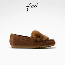 fed软底单鞋冬季新款女鞋加厚豆豆鞋复古平底鞋女款S1022-YAB167