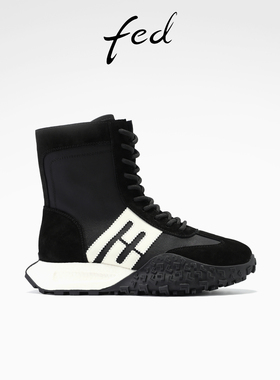 fed厚底拳击靴冬季新款女靴高帮德训鞋黑色休闲短靴女S0919-ZC326