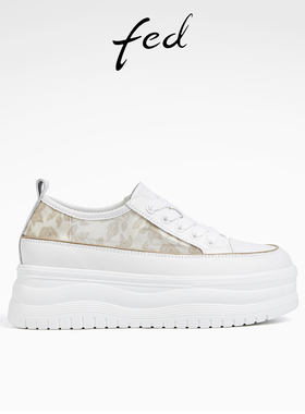 fed松糕底休闲鞋夏季新款女鞋刺绣板鞋厚底板鞋女款D0509-ZCA562