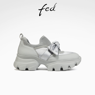 女鞋 新款 网面厚底鞋 银色休闲鞋 YAC697 fed一脚蹬老爹鞋 S0701 秋季