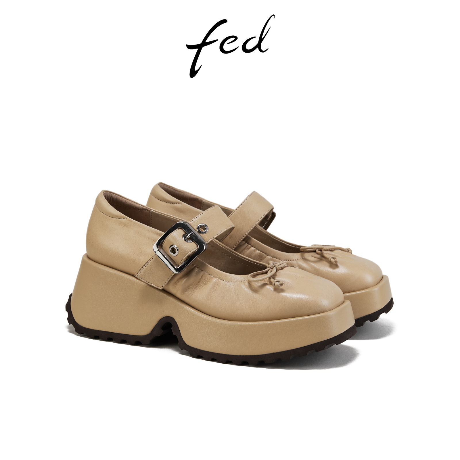 fed厚底增高鞋春季新款女鞋粗跟单鞋运动玛丽珍鞋女S0306-YAB706