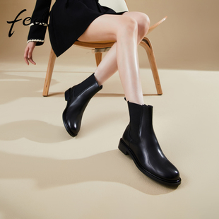 ZFB291 靴子法式 高级瘦瘦靴平底短靴901 fed切尔西女短靴冬季 新款