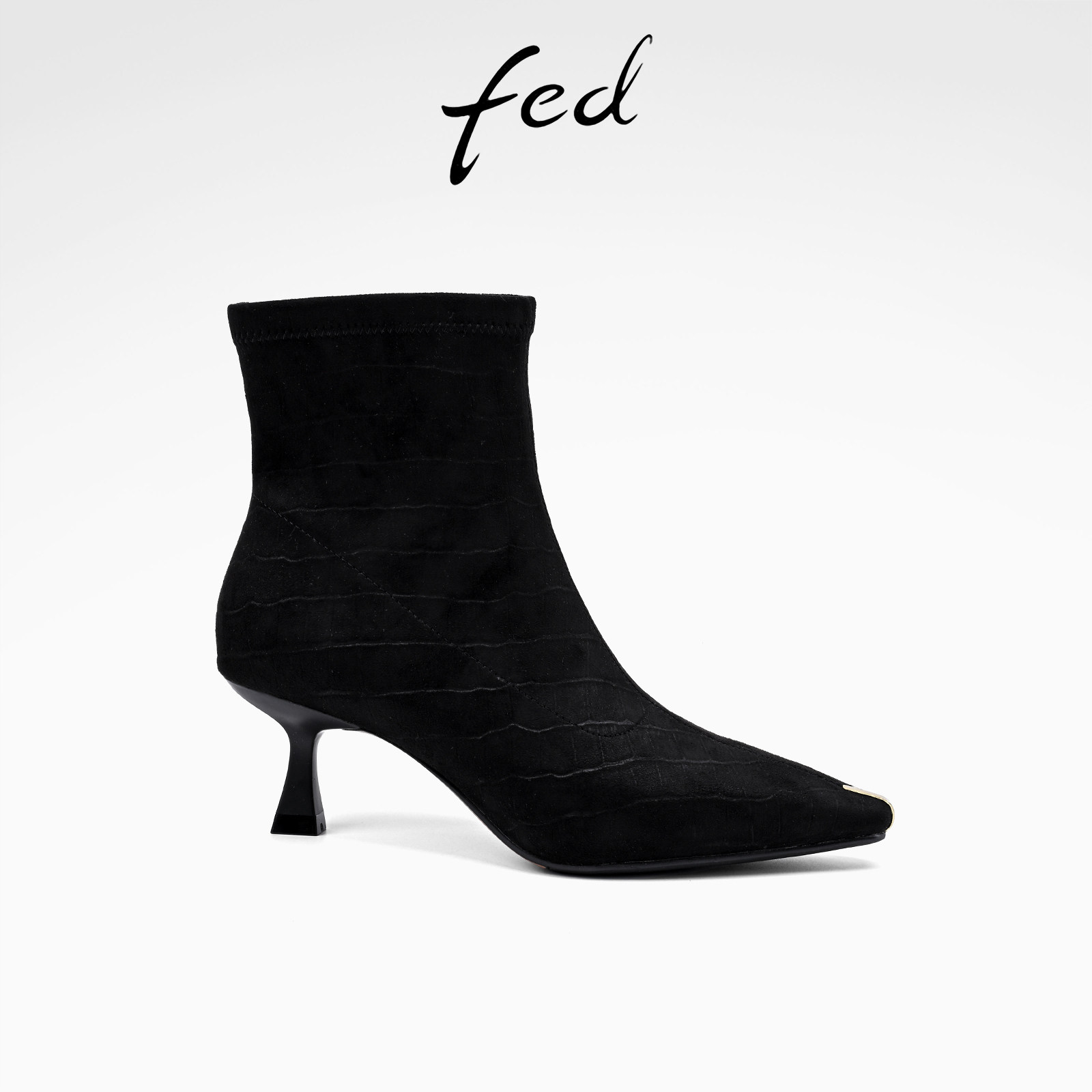 fed尖头绒面瘦瘦靴冬季新款女