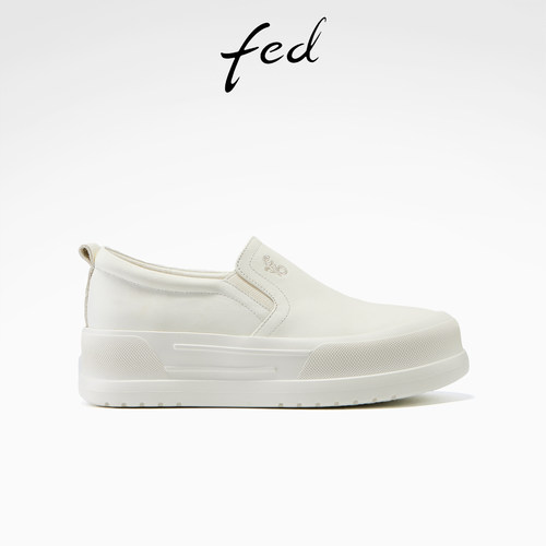fed厚底鞋春季新款女鞋一脚蹬单鞋真皮休闲鞋女款S1222-YAC038