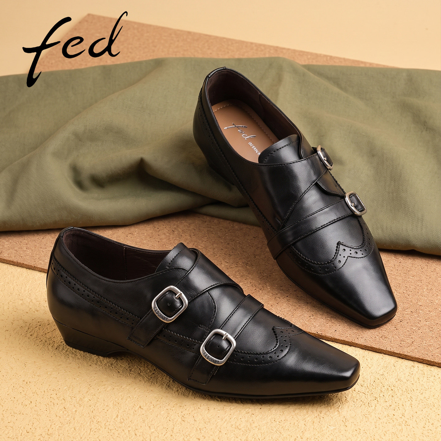fed方头低跟一脚蹬乐福女鞋
