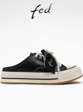 fed包头半拖夏季新款女鞋一脚蹬懒人板鞋厚底拖鞋女款S0505-YA273