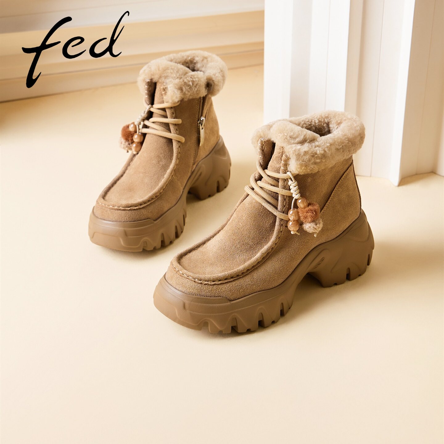 fed厚底增高马丁靴女秋冬新款