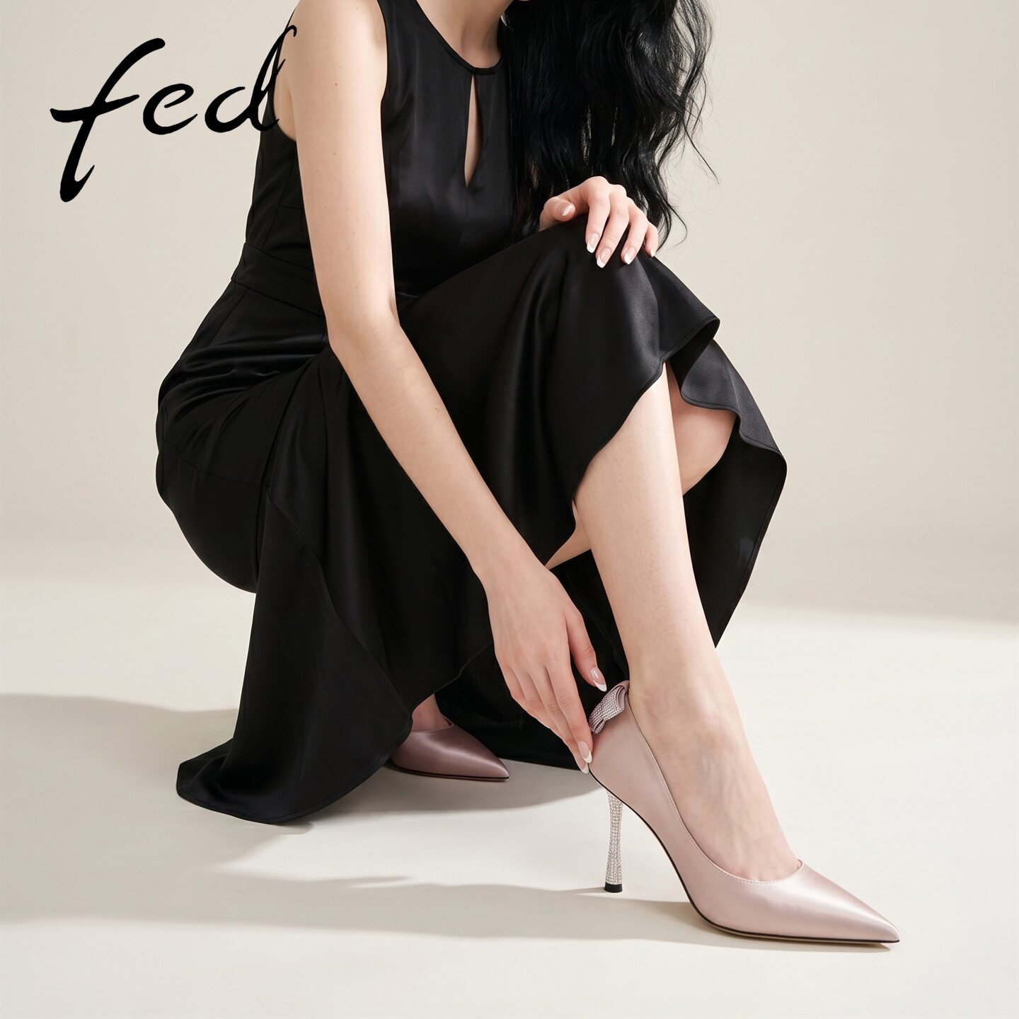 fed粉色高跟鞋新款女鞋宴会婚礼