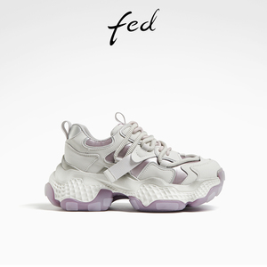 fed紫色老爹鞋春季新款女鞋设计感休闲鞋厚底老爹鞋女D0127-ZC256