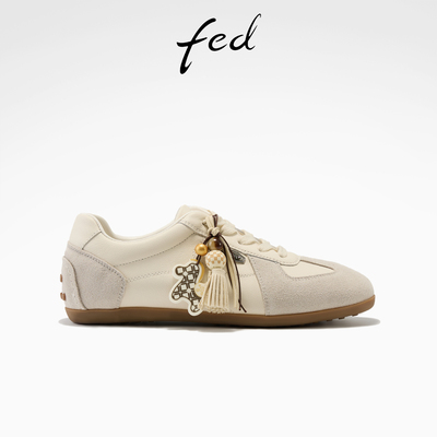 fed奶卷垂铃休闲鞋春季新款女鞋轻便徳训鞋流苏休闲鞋女款YAC098