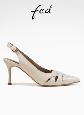 fed编织凉鞋春季新款女鞋法式单鞋白色尖头通勤鞋女S0317-YAC180