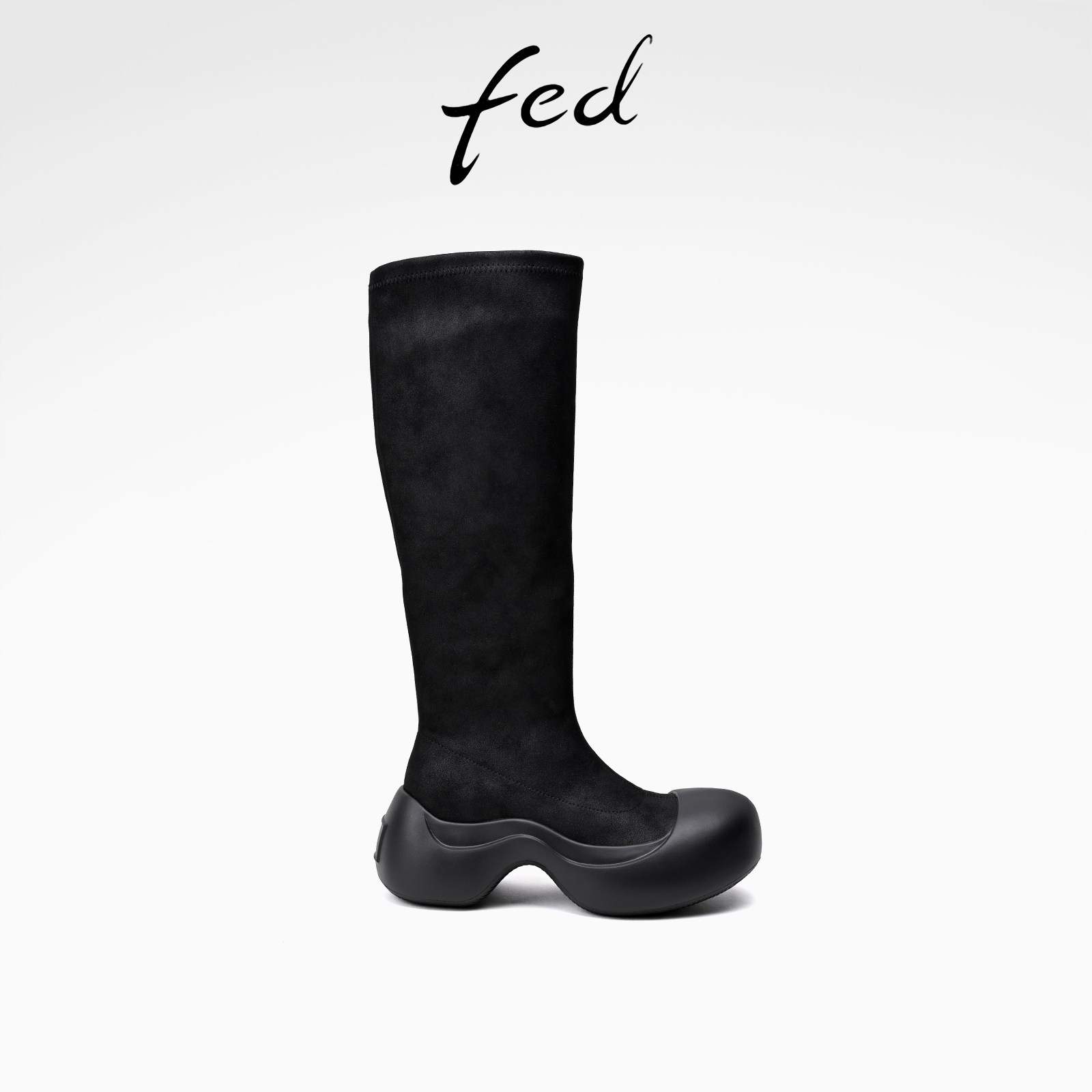 fed绒面弹力袜靴长筒舒适