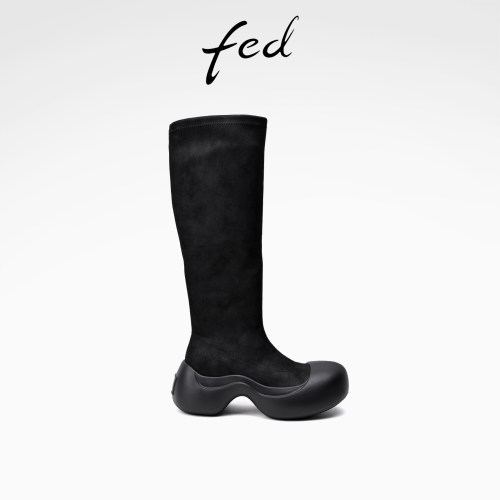 fed绒面弹力袜靴长筒舒适