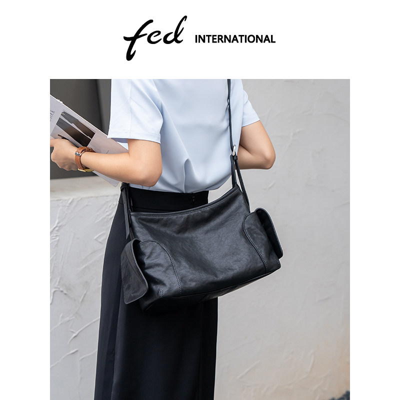 fed植鞣皮头层牛皮腋下包女士单肩斜挎手提包女士爆款BFA934